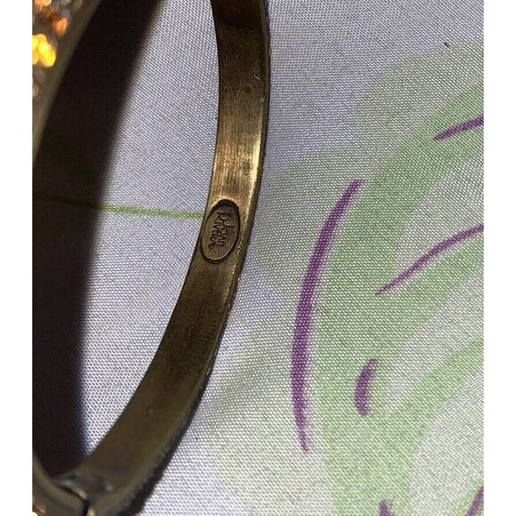 JOAN RIVERS Crystal Bangle Bracelet Autumn Colors Multicolor Hinged Opening - Picture 3 of 6